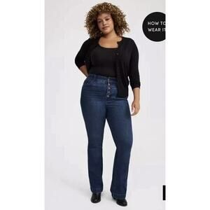 Torrid New Premium Stretch Bombshell High Rise Flare Distressed Jeans 26R